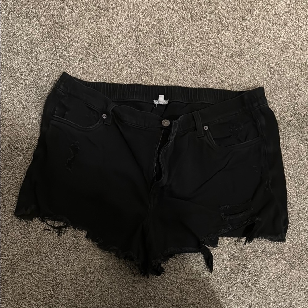 Women's Black Distressed Shorts